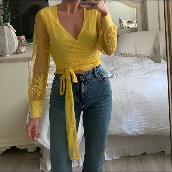 Mesh Embroidered Tie Crop - Picture 1 of 4